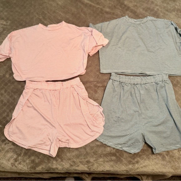 Striped Pink and Gray Loungewear Set 2xl NEW - Picture 1 of 11
